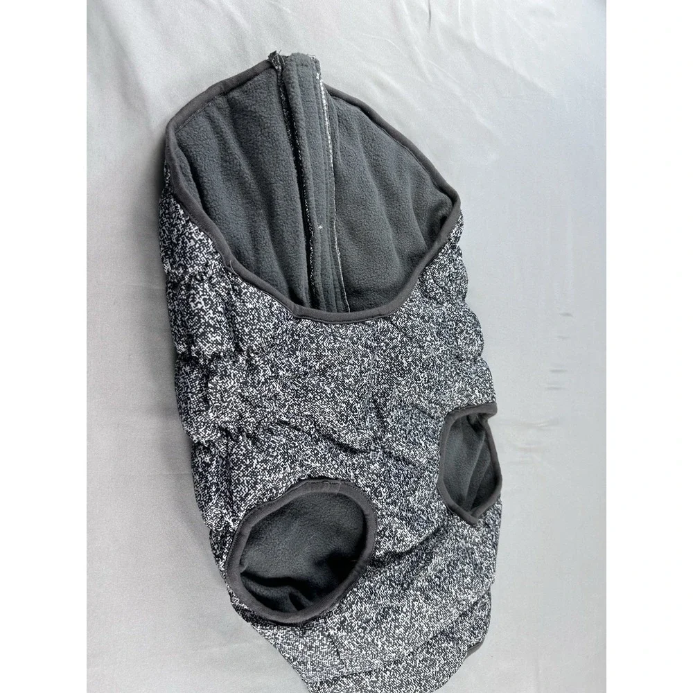 Water Repellent Dog Jacket‎ Coat Gray Reflective Fleece Lined Zip Size L